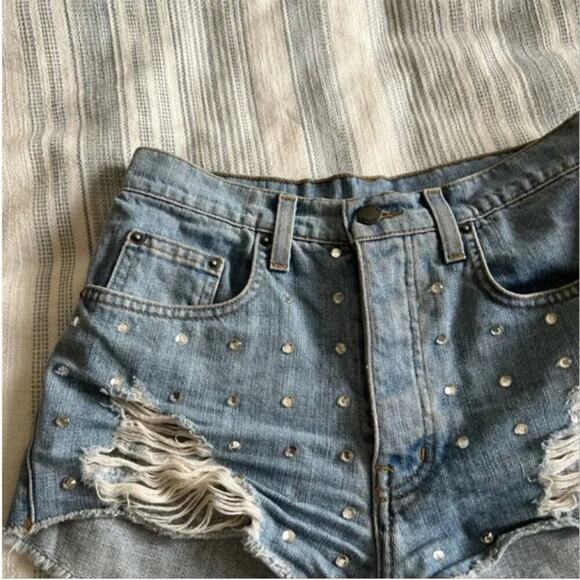 LF Carmar Tatiana Rhinestone Denim Shorts - Picture 5 of 11